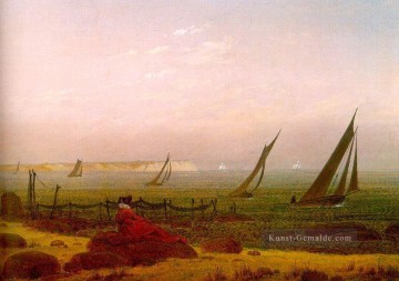 Frau am Strand von Rugen romantischen Boot Caspar David Friedrich Ölgemälde